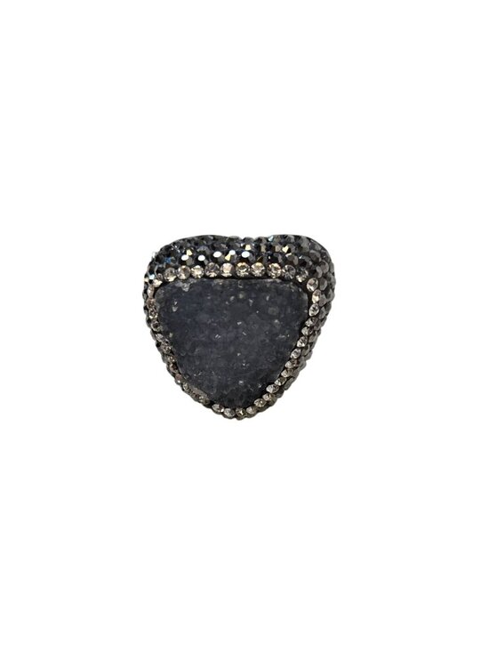 Unbranded Jewelry - Turkish Sterling Silver .925 Ring with Chalcedony Stone & Crystals Size 6